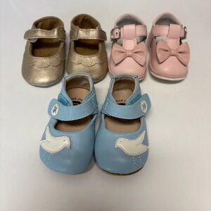 Baby girl bundle of 3 dress shoes size 1 Livie and Luca Angel Pink Blue Gold